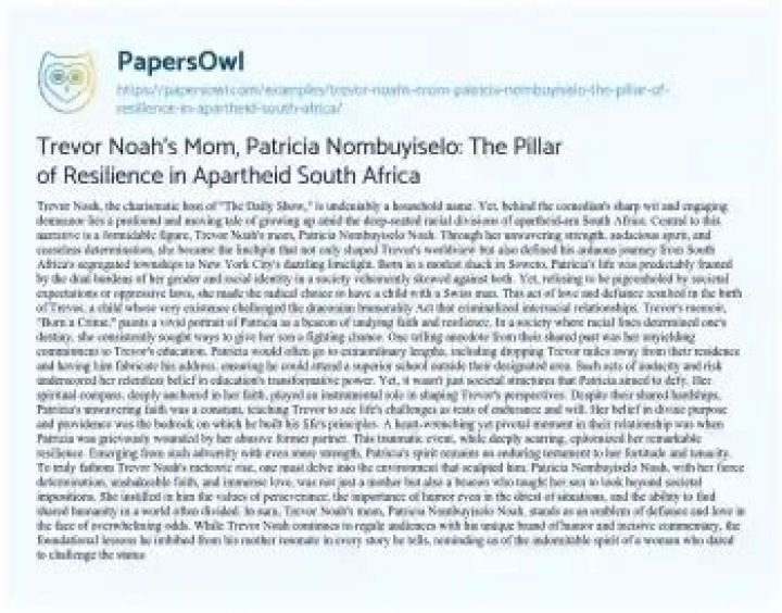 Patricia Nombuyiselo Noah: Trevor Noah's Mother's Inspiring Journey