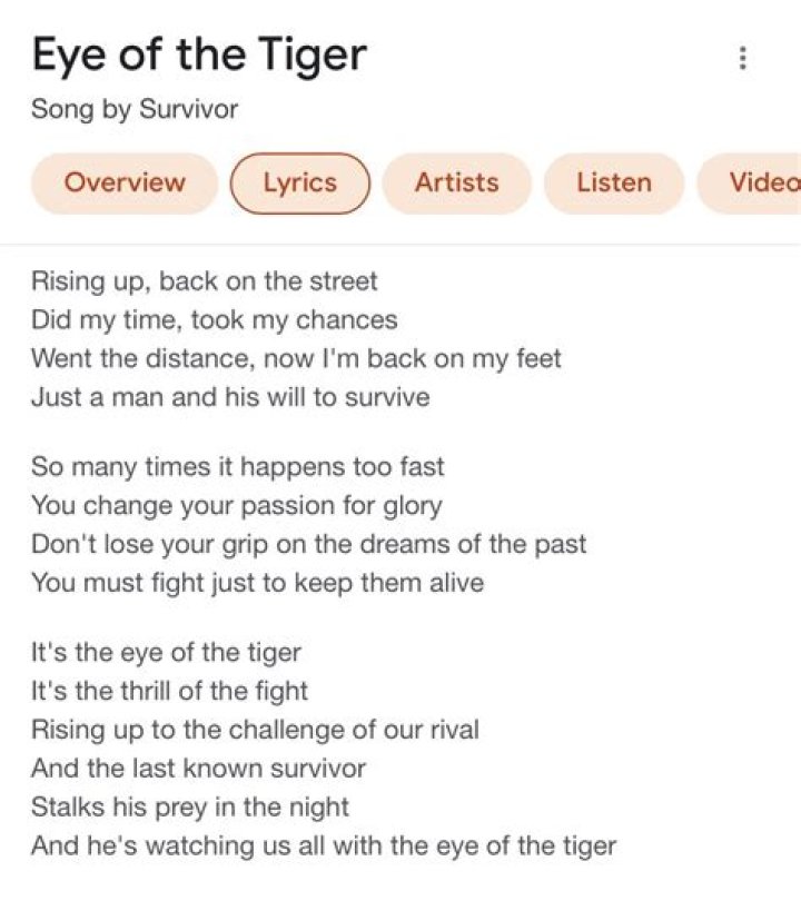 Unleashing The Power Of "Eye Of The Tiger" Song Words